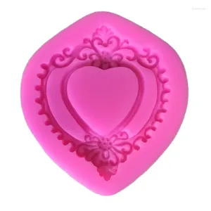 Moules de cuisson vintage Love Heart Shape Mirror Cadre 3D Silicone Moule Fondant Moules de chocolat outils de décoration de gâteau H655