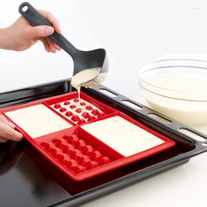 Moldes para hornear Waffle Cookie Mold Cocina de grado alimenticio Fabricante de silicona Hogar Antiadherente Chocolate Candy Bakeware Set