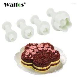Bakvormen Walfos Food Grade 4 stuks PLUM Bloem plunjer Cutter Sugarcraft Fondant Cake Decorating Diy Tool