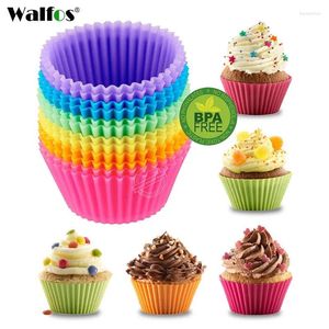 Moules de cuisson Walfos Food Grade Silicone Cupcake Moule Round Forme 6 pièces Cas de muffins de la doublure