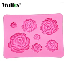 Moules de cuisson Walfos Sugarcraft Rose Flower Silicone Moule Fondant Cake Chocolate Wedding Decorating Tools