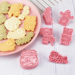 Moules de cuisson Année Spring Festival Cookie Moule 3D Plastique Tridimensionnel Glaçage Fondant Presse Accueil Timbre de gaufrage