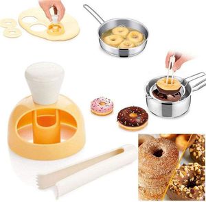 Bakvormen Gele donutvorm met diptang ABS plastic koekjesvormen bakgereedschap accessoires
