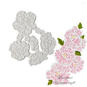 Moldes para hornear Yueyue Sugarcraft Peony Flower Silicone Fondant Cutter Cake Molde Herramientas de decoración