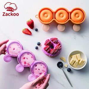 Moules de cuisson Zackoo 3 beignets moule à crème glacée silicone de qualité alimentaire enfants maison popsicle cuisine gadgets cube fabricant plateau outils
