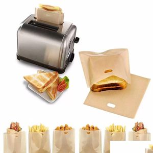 Outils de pâtisserie de cuisson 100pcs sacs de grille-pain pour les sandwichs au fromage grillés faciles à faire du pain grillé au four antiadhésif réutilisable avec goutte de livraison Dhfr4