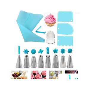 Cuisson Outils De Pâtisserie 14/20 Pcs Sacs En Acier Inoxydable Fleur Crème Conseils Buses Sac Cupcake Gâteau Décoration Pointe Ensembles Ustensiles De Cuisson Drop Del Dhlaf