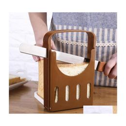 Outils de pâtisserie de cuisson 1pcs trancheuse à pain rack toast coupe aide réglable coupe-sandwich fabricant guide en plastique portable cuisine boulanger Dhp9S