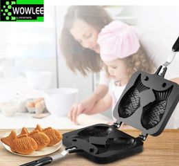 Baking Pastry Tools 2 Molds Taiyaki Fish Shaped Waffle Pan Maker Non-stick Buscuit Cake Bake Bakeware Home Kitchen DIY Dessert Cooking Plate 221118