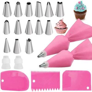 Cuisson Outils De Pâtisserie 21PcsSet Silicone Pâtisserie Sac Conseils Cuisine Gâteau Glaçage Tuyauterie Crème Gâteau Décoration Outils Réutilisable Pâtisserie Sacs14 Buse Ensemble 230506