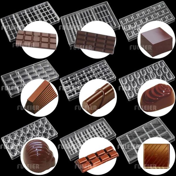 Herramientas de pastelería para hornear Molde de chocolate de policarbonato 3D para barra de caramelo Molde Dulces Bombón Decoración de pasteles Herramienta de confitería Bakewar226Q