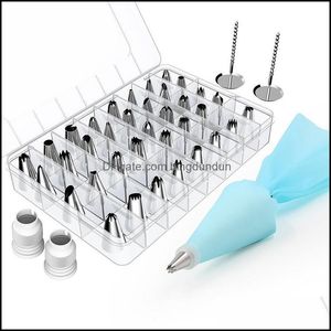 Cuisson Outils De Pâtisserie 42Pcs Kit De Décoration De Gâteau Fournitures Bricolage Bouche Ensemble 36 Conseils De Glaçage 1 Sac 2 Fleur Ongles Pp Coupleurs Frostin Drop D Dho9H