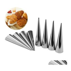 Outils de pâtisserie de cuisson 5/10pcs outil de dessert en acier inoxydable moules de corne de crème en acier tube conique cône rouleau mod bobine de cuisine livraison directe ho dhbdv