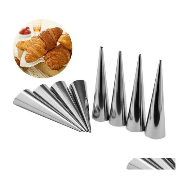 Outils de pâtisserie de cuisson 5/10pcs outil de dessert en acier inoxydable moules de corne de crème en acier tube conique cône rouleau mod bobine de cuisine livraison directe ho dhbdv