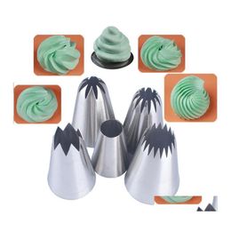 Cuisson Outils De Pâtisserie 5 Pcs / Ensemble Grand Russe Glaçage Pi Buse Conseils Gâteaux Décoration Buses En Acier Inoxydable Ustensiles De Cuisson Drop Deli Dhsnz