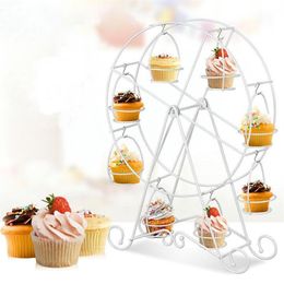Outils de pâtisserie de cuisson 8 tasses en métal grande roue guidon gâteau présentoir de mariage fête d'anniversaire Stand Dessert décor Tool2659