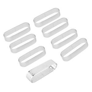 Herramientas de pastelería para hornear 8pcs Oval Tartlet Moldes Postre Francés Mousse Fruta Pie Tart Anillo Quiche Molde de Torta, Acero Inoxidable