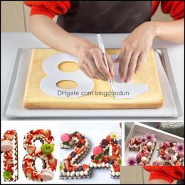 Bakgebakgereedschap 9 -stcs Letternummers Vorm Cake Stamp Acryl Cutter Bruiloft Verjaardagsfeest Decoraties Digitale Stamper Diy Mold D DHA8T