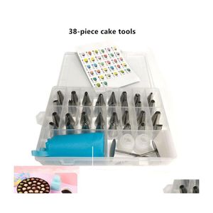 Bakgebakgereedschap Tas tips 38 pc's/set tassen Voeg 32 mondstuk set cookie cake decoreren keuken diy ijs pi cr￨me herbruikbare druppel del dh0ou toe