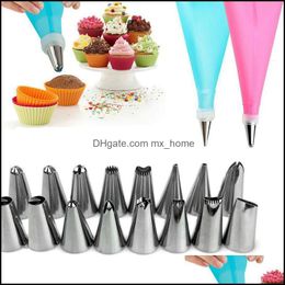 Bakgebakgereedschap bakware keuken eetbar huizen tuin 18 stks/set sile diy piing pi cr￨mekleurig zakken en 16 stcs noz dh5cf