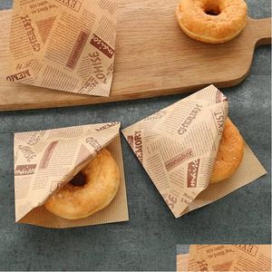 Bakken Gebak Gereedschappen Bakpakket Voedselpakket Vetvrije papieren zak Sandwich Donut Broodverpakking Hamburger Keukenaccessoire Lx4995 D Dh0Bi