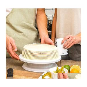 Bakgebakgereedschap cake draaitafel roterende antiskid ronde standaard decoreren rotatietafel keuken diy pan 10 inch drop levering hom dhvkc