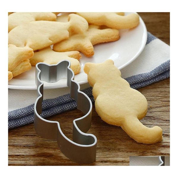 Cuisson Outils De Pâtisserie Chat En Forme De Moule En Aluminium Sugarcraft Coupe-Gâteau Mod Biscuit Cookie Drop Livraison Maison Jardin Cuisine Salle À Manger B Dhgel