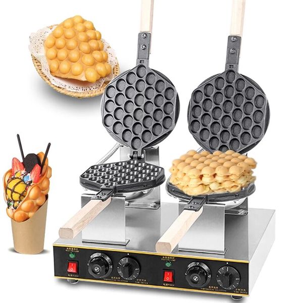 Outils de pâtisserie de cuisson Commercial électrique double tête 110V 220V antiadhésif bulle oeuf gaufrier machine eggettes bulle feuilleté four à gâteau