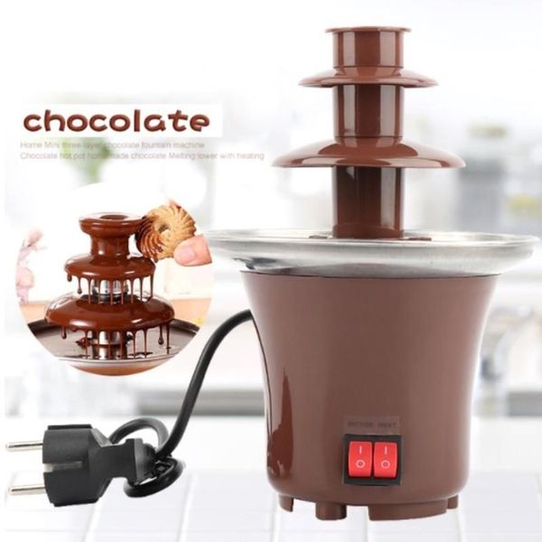 Outils de pâtisserie de cuisson DIY 3 niveaux Fontaine de chocolat Fondue Mini Choco Cascade Machine Trois couches Enfants Anniversaire de mariage Hea2964