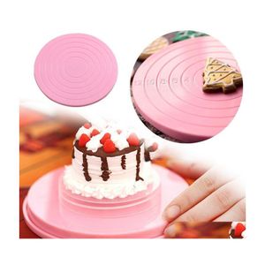 Bakgebakgereedschap Diy cake roterende tafel mini plastic fondant draaitafel revoing platform ronde cookie stand roterende huiskeuken dhpsh