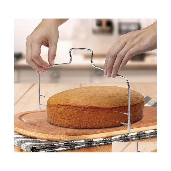 Cuisson Outils de pâtisserie Cuisine Ustensiles de cuisson Coupe-gâteau en acier inoxydable Décoration Gadgets Mousse Mousseline de soie Toast Slicer Ustensiles de cuisine D Dh3Zz