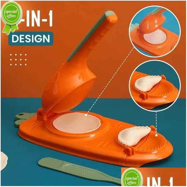 Cuisson Outils De Pâtisserie Gadgets De Cuisine 2-en-1 Boulette Maker Efficace Manuel Wrapper Moule Pâte Pressage Outil Accessoires Drop Deliv Dh2Cj