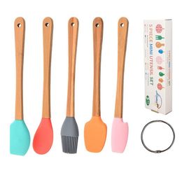 Ferramentas de pastelaria de cozimento mini espátula de silicone raspador escova colher para cozinhar mistura antiaderente panelas utensílios de cozinha bpa 337v