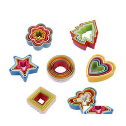 Bakgebakgereedschap mti -stijl snijder colorf plastic mousse ring hart vorm enz -diy cake mold decor rand drop levering home tuin dhamn