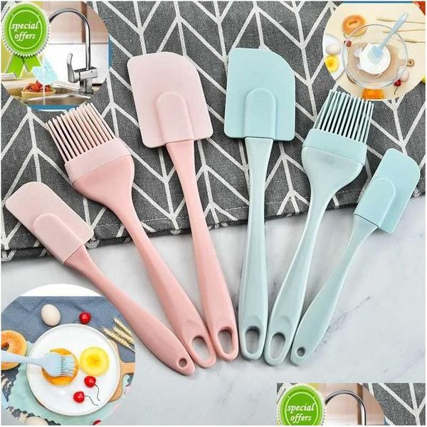 Herramientas de pastelería para hornear Nuevo 3 Unids / set Utensilios de cocina Suministros de cocina Mti Purpose Cake Spata Sile Oil Brush Diy Drop Delivery Home Gard Dhlui