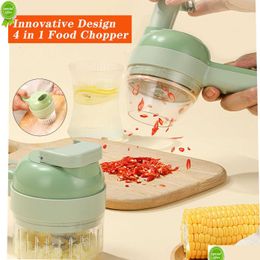 Herramientas de repostería de hornear Nuevo 4 en 1 Chopper eléctrico Chopper Garlic Masher Meat Grinder Mini Food Vegethable Breader Rechazable P DHQWP