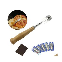 Cuisson Pâtisserie Outils Portable Pain Cutter Pâte Faire Rasoir Pour Cuisine Outil De Coupe Manche En Bois Courbé En Acier Inoxydable Couteau D Dharh