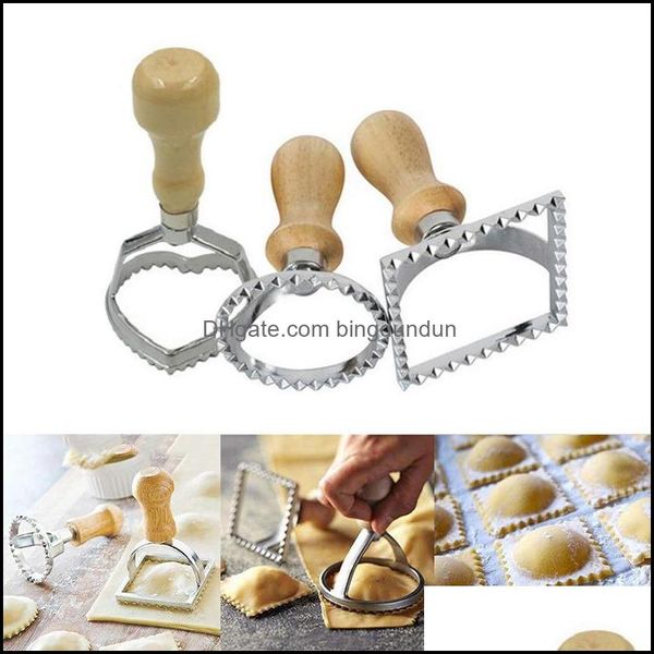 Cuisson Pâtisserie Outils Ravioli Cutter Pâtes Presse Cuisine Attachement Carré Rond Timbre Ensemble Roue Gâteau Moule Drop Delivery Maison Jardin Dhoei