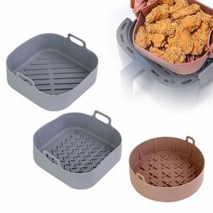 Bakgebakgereedschap Siliconen luchtfriteuse pot anti -aanbak pannen Airfryer accessoires herbruikbare mandgereedschapsbak Grill Pan 221205