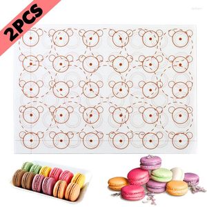 Outils de cuisson 1-2pcs Double face Macaron Mat antiadhésif Silicone Cookie Pad Four Feuille Doublure Pâtisserie Pizza Pâte Rouleau Tapis Cuisine