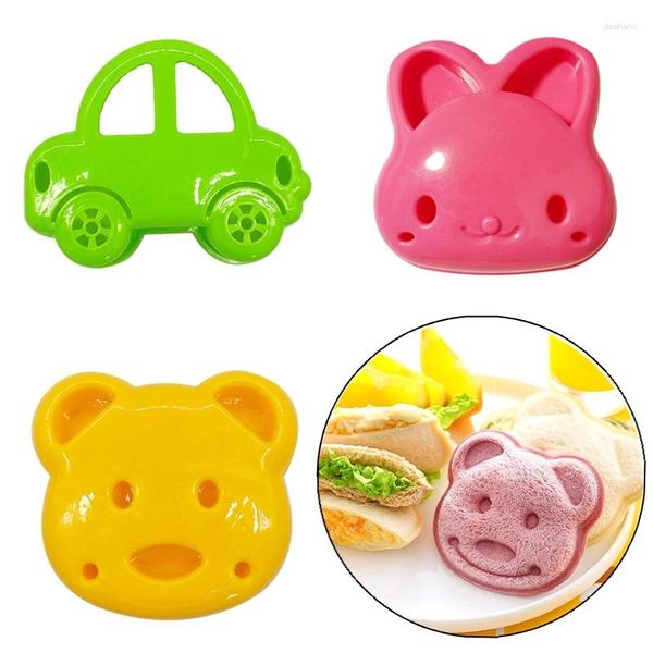 Herramientas para hornear, 1/3 Uds., cortador de sándwich, Mini oso de dibujos animados, cuchillo de pan para coche, molde para almuerzo Bento para niños