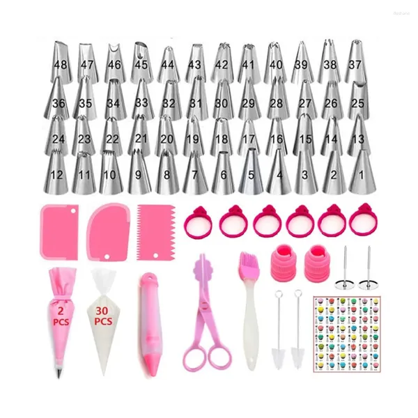 Outils de cuisson 100 PC Sacs à douille et embouts de glaçage Ensemble 48 pochettes en silicone pour stylos à pâtisserie