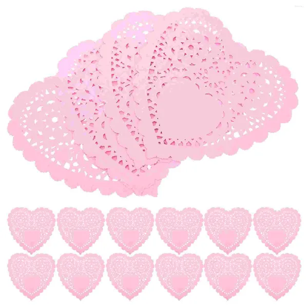 Herramientas para hornear 100 piezas Manteles Manteles individuales Posavasos Bebidas Decoración del día de San Valentín Manteles individuales de papel Tapetes desechables Corazón Pequeño Rosa