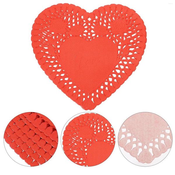 Herramientas de hornear 100 Hojas Me encantan el aceite que absorbe el corazón Doiles de decoración de la boda Papel de decoración de la boda Mini almohadilla de escritorio desechable Valentín