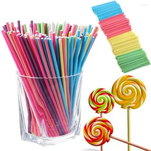 Outils de cuisson 100 pièces couleur arc-en-ciel papier écologique sucette solide bâton bonbons sucrés Desserts accessoires de décoration