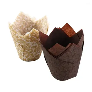 Bakken Tools 100 Stuks Tulp Cupcake Liners Cups Muffin Liner Vetvrij Papier Wrappers Voor Bruiloft Verjaardagsfeestje