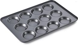 Outils de cuisson 12 cavités Mini Muffin Top Pan pour antiadhésif Yorkshire Pudding Pansuffin Moon Pie Cookies lave-vaisselle