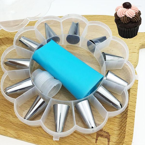 Tuyaux de décoration de gâteaux, outils de cuisson, buses de glaçage, fournitures de décoration de desserts en acier inoxydable, accessoires de cuisine 14 pièces