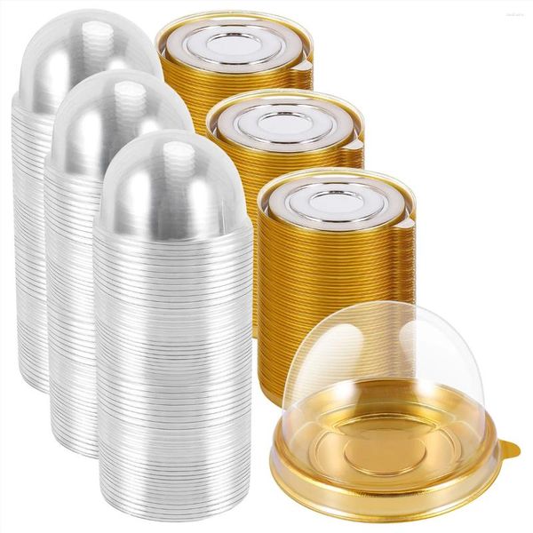 Outils de cuisson 150 pcs en plastique transparent mini boîtes à cupcakes à muffin pod dôme contenant unsert individuel