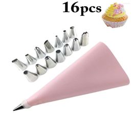 Bakgereedschappen 16PCS Cake Decorating Kit RVS Icing Nozzles Converter Koppeling EVA Spuitzak Keuken Accessoires6384124